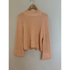 & Other Stories Oversized Peach Knit Wool blend sweater Size XS High Neck Boho